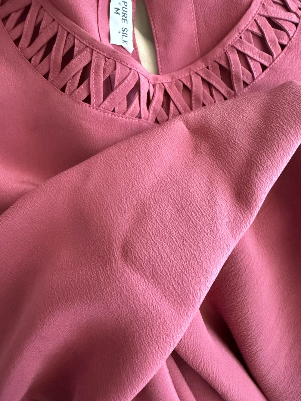 Vintage Sandwashed Silk Lattice Tee Dusty Rose Tawny Mauve Terracotta Medium
